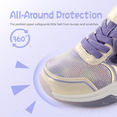 Floranate Little Kids Light Up Shoes for Girls Boys Tennis Sneakers with Switch Strap Walking Shoes Athletic Footwear Toddler Size 10 to Size 2 Lightweight3