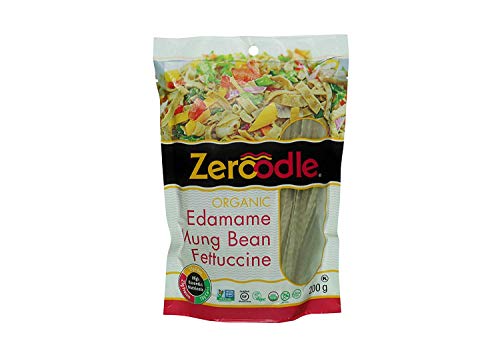Zeroodle 6-Pack Low Net Carb Gluten Free Vegan Pasta - Organic Mung Bean Edamame Fettuccini Noodles - High Protein