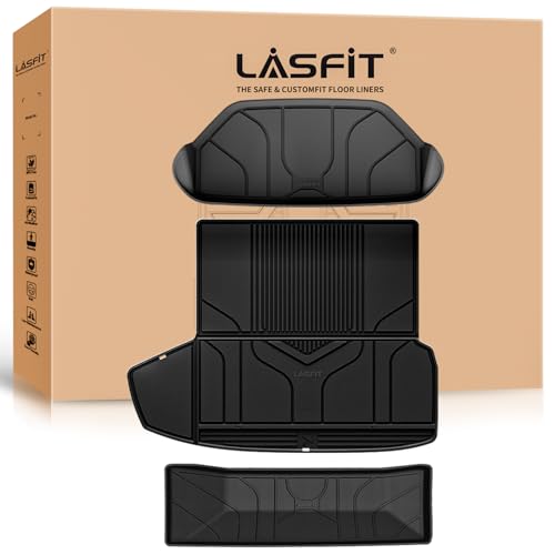 Image of LASFIT Premium Extra Thick Trunk Mats for Tesla Model S & Plaid 2021-2025 | 100% TPE All Weather Custom Fit Frunk Mat Sub Trunk Mat Cargo Liners Set Automotive Accessories, 3PC Black