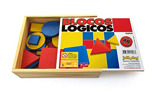 Blocos Lógicos 48 Peças Em Madeira Base 7 Cm Cx. Madeira - Jottplay