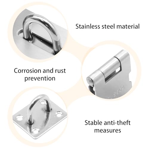 Image of Anxingo 2Pcs 1.96Inch Hasp Latch, 90 Degree Solid 304 Stainless Steel File Cabinet Lock Desk Drawer Lock, Safe Security Padlock Latch Hasp Lock for Personal Privacy