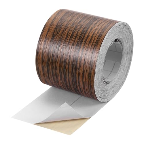 Image of uxcell 1 Roll Wood Grain Tape, 2.36 inch x 49 Ft Realistic Textured Repair Tape Self Adhesive Wood Textured Patch for Floor Wall Door Table Cabinets Desk Furniture Home Decor(Brown)