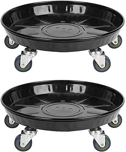 SIAMO Plant Caddies with Wheels Rolling Large Metal Heavy Duty Plant Stand with Wheels Moveable Planter Saucer Pot Mover Plant Dolly for Indoor Outdoor Use 15.5 Inches 2 Pcs Black