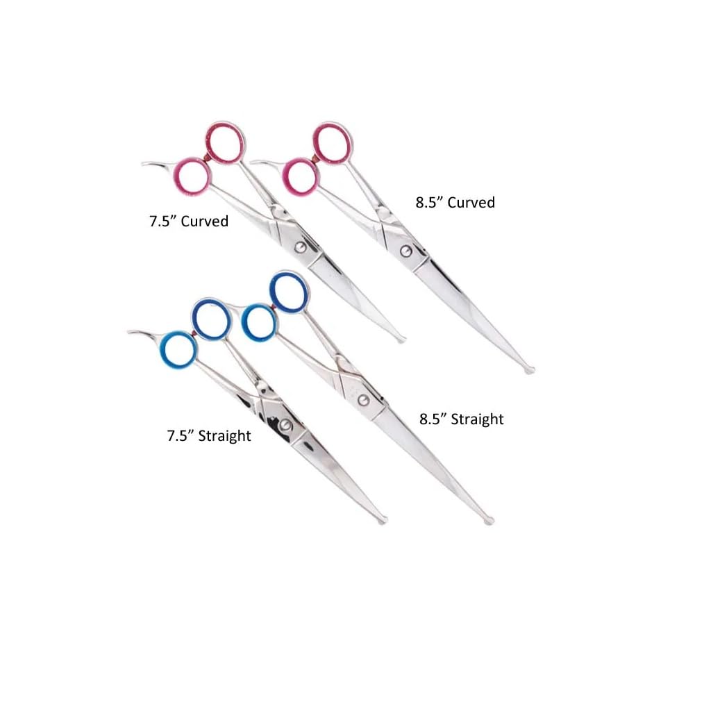Dog and Cat Gator Grooming Safety Shears Rounded Ball Tip Nose Long Lasting Sharp Steel (8.5 Inch Curved)