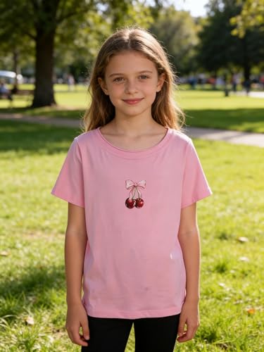 Image of Girls' Graphic Tees Summer Cute Tops Casual Short Sleeve Crew Neck T Shirts