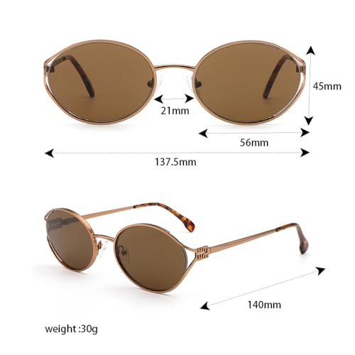 ZIUTNSAV-Retro Metal Frame Oval Sunglasses for Women Men Driving Male Shades Lens Small Sun Glasses UV4003