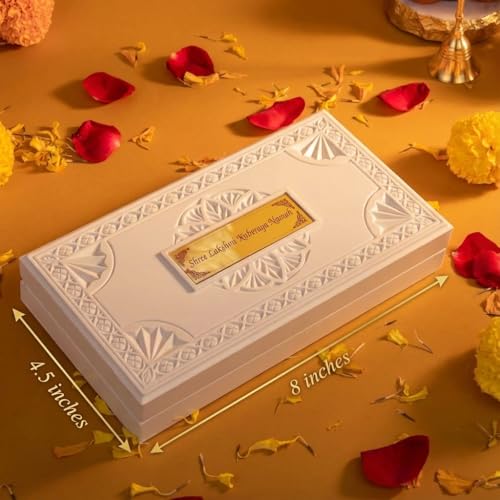 Image of Laxmi Kuber Pocket Temple for Pooja Room, Gifting for Wedding & Housewarming Ceremony I Gold Plated Photo Frame with Charan Paduka & Turtle for Good Luck - (8.4x4.5Inch) - Pack of 1