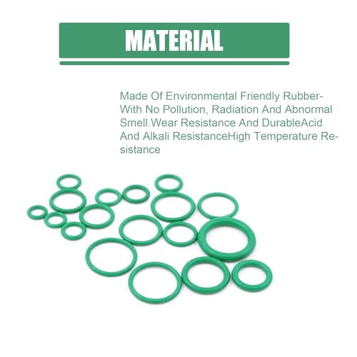 ZKFAR 270 PCS Car O-Ring Assortment Sets, 18 Sizes Waterproof Rubber Automotive Air Condition Compressor Gasket Washer, Universal Vehicle Repair Sealing Rings Accessories for Cars SUVs Trucks (Green)