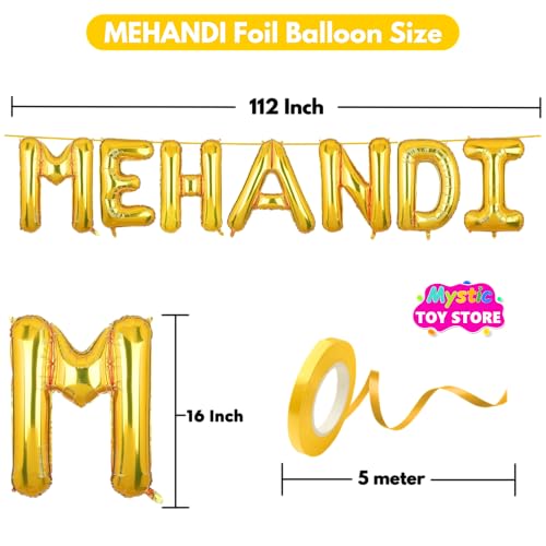 Image of Mehandi Banner Gold for Wedding Home Boys Girls Men Women Foil Balloon Decoration Decor Celebration Golden