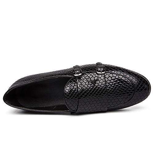 Men's Round Toe Slip-on Loafers for Men Casual Moccasins Shoes Snakeskin Emboss Monk Strap Lightweight Rubber Sole2