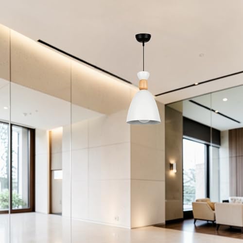 Image of Modern White Aluminium Pendant Light for Ceiling, Decorative Hanging Light for Living Room, Dining Room, Kitchen & Cafe Pack of 2