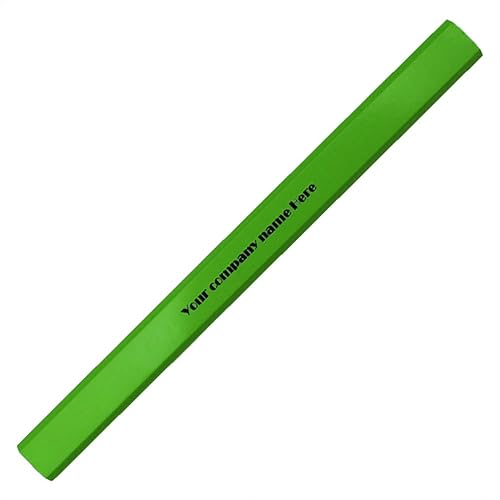 EZPENCILS & GIFTS Lápices de carpintero personalizados a granel – cuerpo verde neón – Paquete de 100 – Texto personalizado – Plomo negro 2HB –