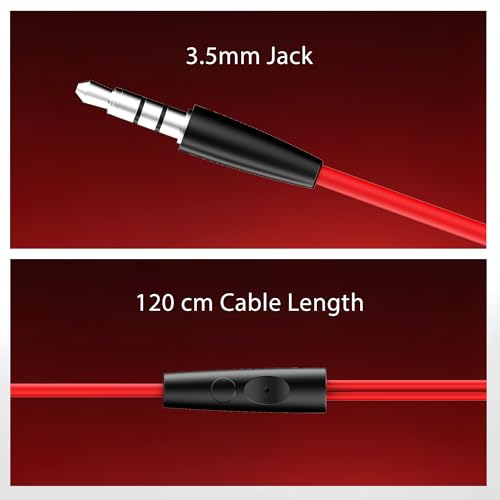 Image of Boat Bassheads 211 Wired Earphones with 10mm Drivers, Signature Sound, in-Line Microphone, 3.5mm Jack, Voice Assistant & 120cm Cables (Raging Black)