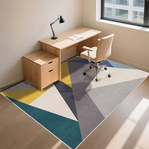 Tapis géométrique moderne gris vert 100x200 au tissage plat - 8