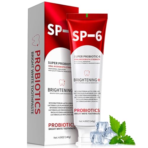 Sp-6 Pasta Dental Probiótica Iluminadora, Pasta de Dientes Ultra Blanqueamiento SP6, Fortalece el Esmalte, Fresca Aliento, Cuidado Dental Completo, 140g