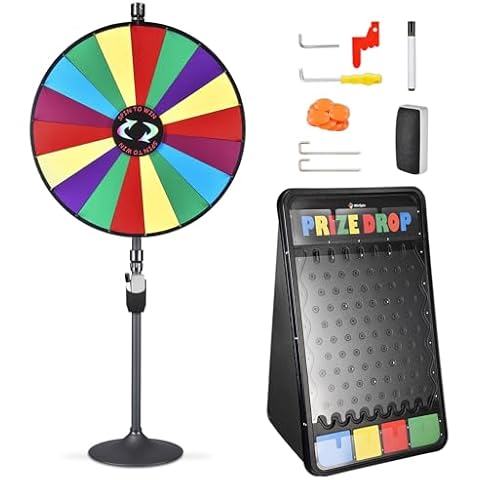 WinSpin 36 Inch Spinning Wheel Dual Use 18 Slots Prize Wheel & 41x25 Prize Drop Game Board for Tradeshow, Party Cover