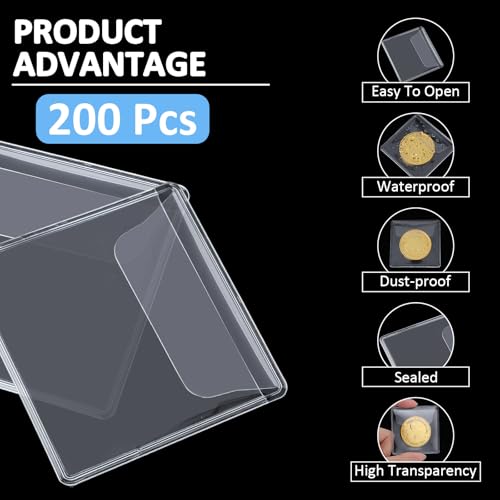 200 Protectores plásticos para monedas 2.2x2.2 pulgadas miniatura 6