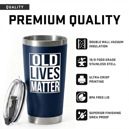 Gag Gifts for Men - Gifts for Dads from Daughter, Son for Fathers Day, Christmas - 30th, 40th, 50th, 60th Birthday Gifts for Men, Him - Dad Birthday Gifts, Old Man Gift, Old Lives Matter Tumbler 20oz - Image 5