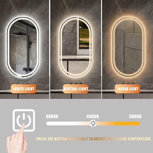 Miroir LED ovale 400x700mm avec intensité variable et antibuée