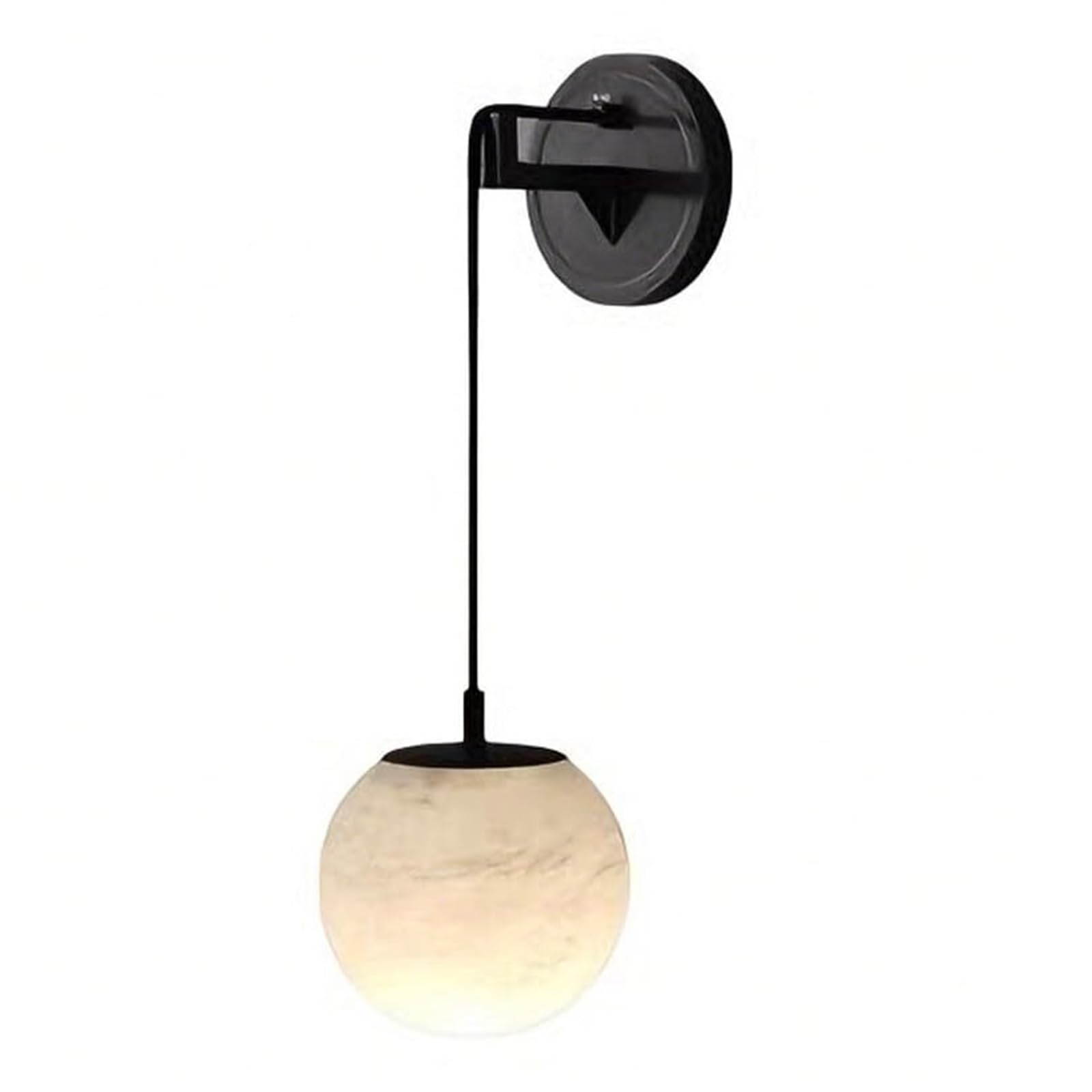 SXSCARKX Modern Natural Stone Wall Sconce, LED Tricolor Dimming Hanging Marble Lamp, Height Adjustable Lamp for Bedroom Bedside, Living Room(2700K,Black-10cm)