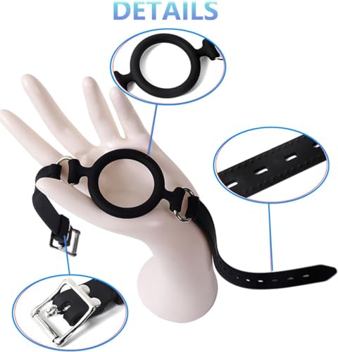 Image of Leather Restraints Ball Mouth Plug Open Mouth Gag O-Ring Gag Restraints, Adjustable Strap Bondage Harness Restraints for Adult Bondage Restraints Sex Play-Pink (BO7)