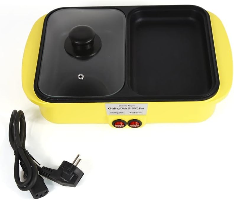 hot Pot Non-Stick Coated Electric Hot Pot Indoor Multi-Function Smoke-Free Barbecue Hot Pot All-in-one Pot stockpots (Color : Yellow)