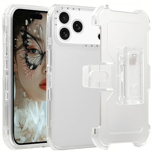 CCSamll for iPhone 17 Pro Max Case Crystal Clear with Belt Clip Holster, [Not Yellowing] [Military Drop Protection] Shockproof with 360°Rotating Kickstand for iPhone 17 Pro Max BLF Transparent by CCSmall - Used condition - US$6.99