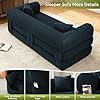 80 Inch Convertible Sofa Bed,Folding Pull Out Couch with Pillows & Storage Pocket,Corduroy Queen Sleeper Sofa in a Box,No Assembly Boneless Couch for Living Room,Navy Blue