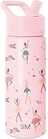 Simple Modern Summit Kids Water Bottle with Straw Lid | 18oz Insulated Stainless Steel Tumbler for Toddlers & School, Leakproof Pink Ballerina