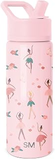 Simple Modern Summit Kids Water Bottle with Straw Lid | 18oz Insulated Stainless Steel Tumbler for Toddlers & School, Leakproof Pink Ballerina
