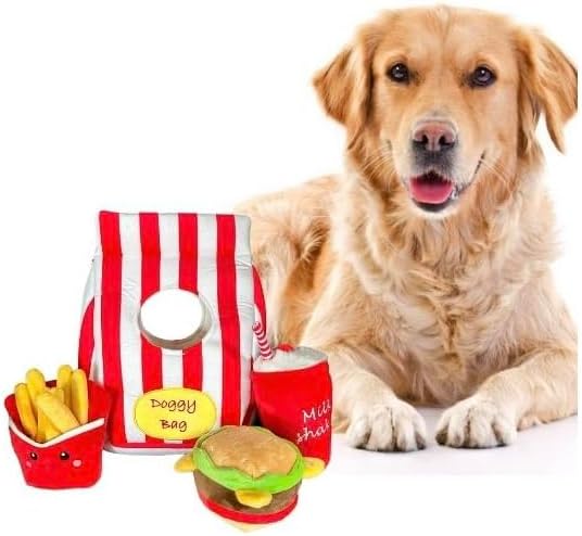 Dog Toy with Squeaker/Food Parody Plush Dog Toy (Doggy Bag)