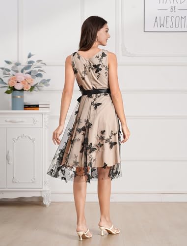 Tulle Embroidery Floral Dress for Women Sleeveless Mesh Flower Embroidered Tulle Prom Dress Summer Wedding Tea Party Dress4