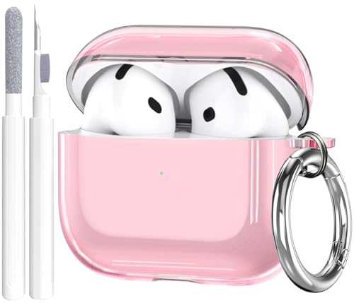 Image of OTOPO for Airpods 4 Case Clear with Cleaning Kit 2024, Soft TPU Transparent Apple AirPods 4th Generation Protective Cover Skin Women Men for iPod 4 Case, Clear Pink