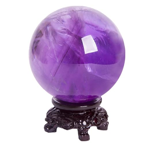 Améthyste en boule de cristal de 60mm et son socle haut de gamme pour collectionneur