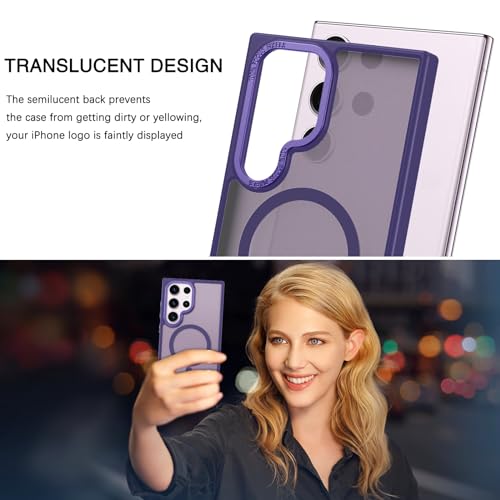 Image of BENTOBEN for Samsung S23 Ultra Case, S23 Ultra Magnetic Phone Case [Compatible with MagSafe] Translucent Matte Slim Shockproof Women Men Girl Protective Case Cover for Galaxy S23 Ultra 6.8 inch,Purple