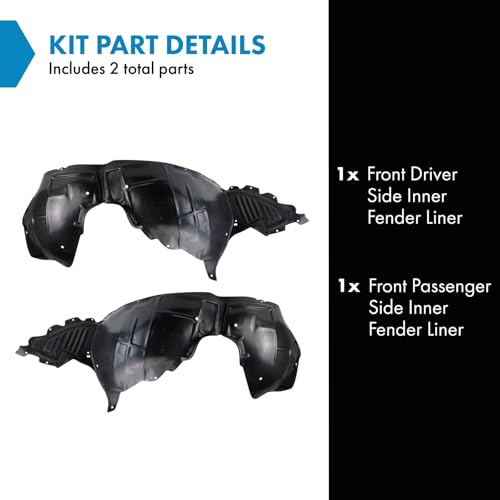 Image of TRQ Front Driver and Passenger Side Inner Fender Liner Set Compatible with 2013-2017 Cadillac XTS