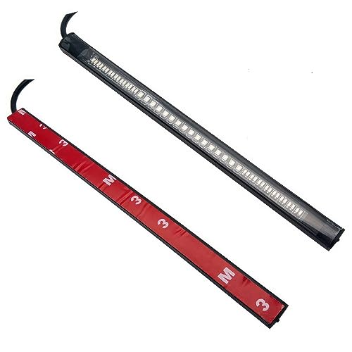 Riloer 2x Strisce luminose a LED per moto, Strisce flessibili per indicatori di direzione a 48 LED per freno di coda per tutte le moto universali 12V