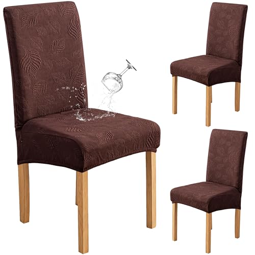 Image of Genina Waterproof Dining Chair Cover Set of 2,Kitchen Chair Cover,Chocolate