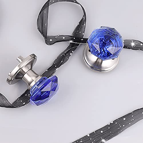 Nizado Blue Glass Door Knob With Georgian Roped Rosette In Brushed Nickel (Passage Hall/Closet) #TOP2