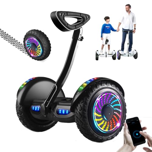 Hoverboard Todoterreno De 10'', Patinete Autoequilibrado De 54 V con Música Bluetooth, Luces LED, Control De Piernas/Manos Y Control por Aplicación, Carga 130 Kg, para Niños Y Adultos Black