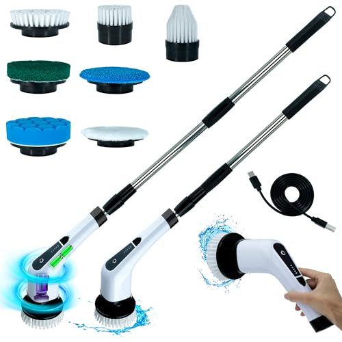 Generic Befrima Electric Spin Scrubber 7 in 1 - Waterproof Electric Cleaning Brush, Cordless Shower Scrubber with Adjustable Handle, Electric Spin Scrubber 360° and Dual Speed for Cleaning Bathroom