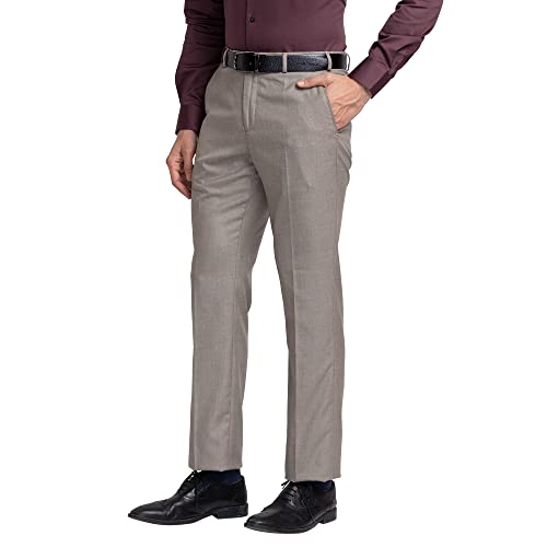 Image of Park Avenue Men's Pure Cotton Structure Pattern Smart Fit Flat Front Formal Trouser