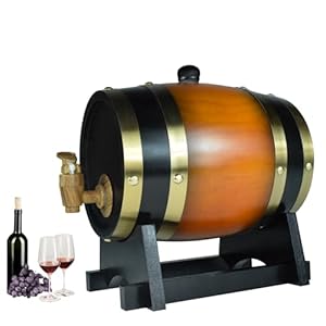 1.5L Whiskey Barrel Dispenser Oak Aging Barrels Home Whiskey Barrel Decanter for Wine, Spirits, Beer, and Liquor (Brown)