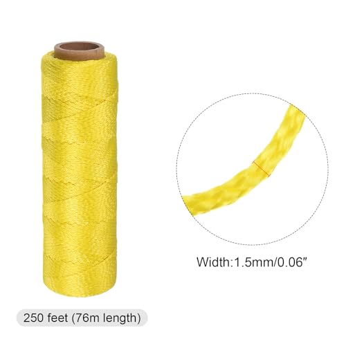 QUARKZMAN 2 Stück Gedrehte Nylon-Maurerschnur 1,5 mm x 250 ft Geflochtene Schnur für Angeln, Gartenarbeit, Basteln, Fluoreszierendes Gelb