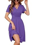 Photo Gallery heymoments abito estivo da donna, a maniche corte, casual, con scollo a v, con tasche, taglie s-2xl, a04-viola, m Photo Gallery heymoments abito estivo da donna, a maniche corte, casual, con scollo a v, con tasche, taglie s-2xl, a04-viola, m