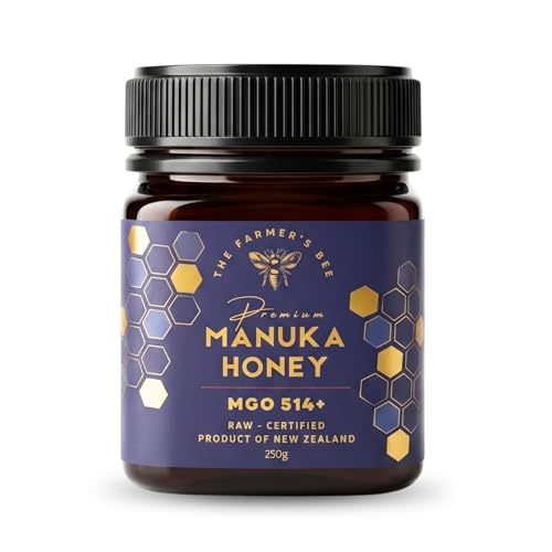 Image of THE FARMER'S BEE New Zealand Manuka Honey MGO 514+ (15+) | Monofloral Raw Honey | MGO Tested | Premium Imported Honey | Natural Face Mask, Skin Care & Minor Cuts | Throat & Respiratory Wellness | 250g