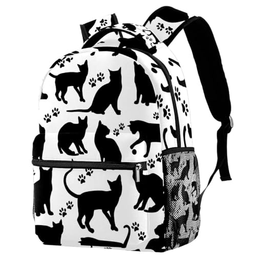Sac à dos d'école chat avec poches de rangement multicolore