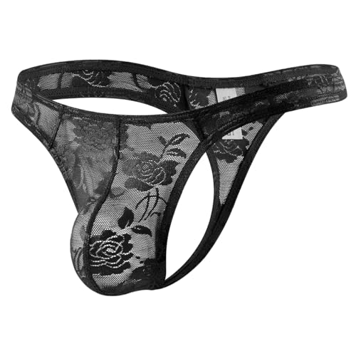 Casey Kevin String Homme Dentelle, Transparent sous-vêtements Sexy Slips Taille Basse Strings Tanga