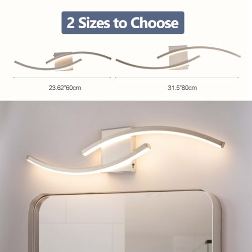 Image of 31.5 inch Modern Bathroom Vanity Light Brushed Nickel Lights Fixtures Dimmable 5CCT Led Bathroom Light Fixture Over Mirror Modern Wall lamp for Cabinet Hallway