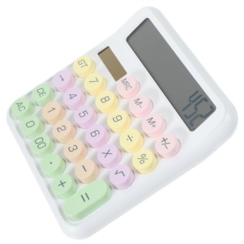 Calculadora mecánica adorable blanca con diseño minimalista de plástico resistente para estudiantes